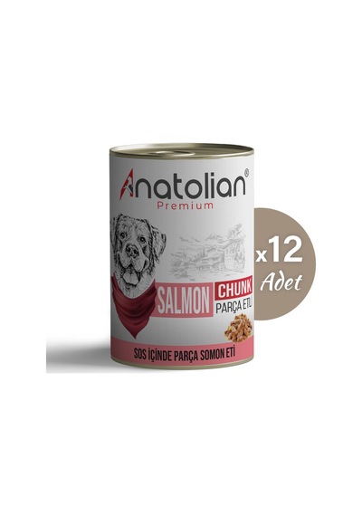 Anatolian Premium Adult Salmon Somonlu Parça Etli Yetişkin Köpek Konservesi 12 x 400 G