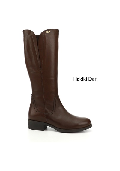 Gönderi(R) Kadın Kahve Antik Fermuarlı Kalın Topuklu Hakiki Deri Çizme Dkzc61346536 Kahverengi