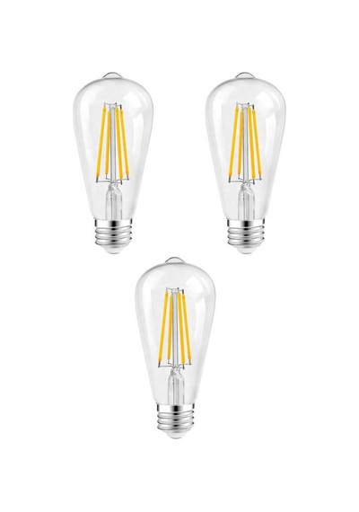 Rutter Rt-11201 6w Armut Rustik Led Ampul Beyaz - 6500k 3 Adet Flamentli Vintange Lamba