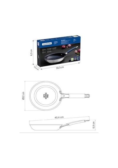 Tramontına Romagna Blue 20 Cm Seramik Yüzeyli Kızartma Tavası Gümüş