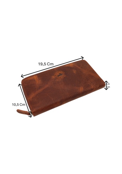 Westpolo Hakiki Eskitme Deri Telefon, Kağıt Para, Bozuk Para Ve Kart Bölmeli Unisex Cüzdan - G2 Taba Taba