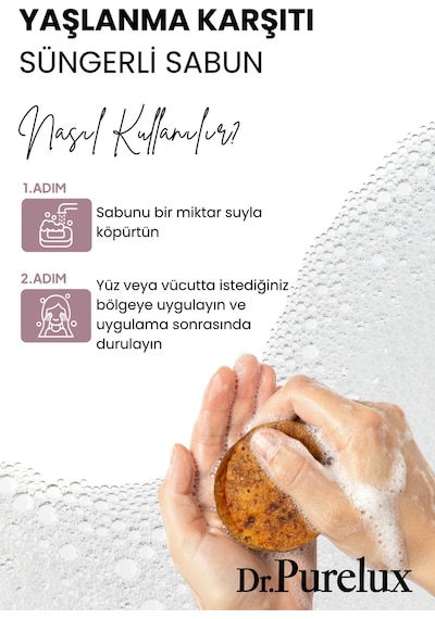 Yaşlanma Ve Kırışıklık Karşıtı, Dolgunlaştırıcı Serum Etkili - Peeling Etkili Süngerli Sabun Kabak Lifi - Lavanta