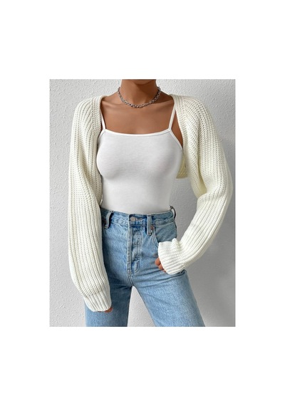 Moibody Triko Örgü Reglan Kol Bolero Hırka Kore Tarzı 4 Mevsim Ekru Ekru