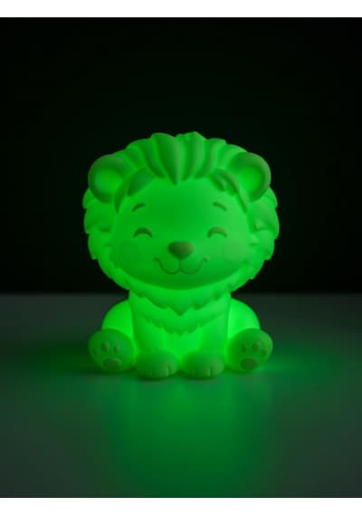 Aslan Modern Dekoratif Ev Hediyesi Tasarım Lamba - Aslan Figürlü Gece Lambası Yeşil