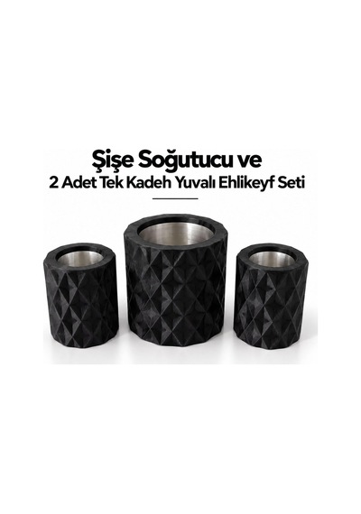 Mor Elmas Desenli Şişe Soğutucu Ve 2 Adet Ehlikeyf Seti