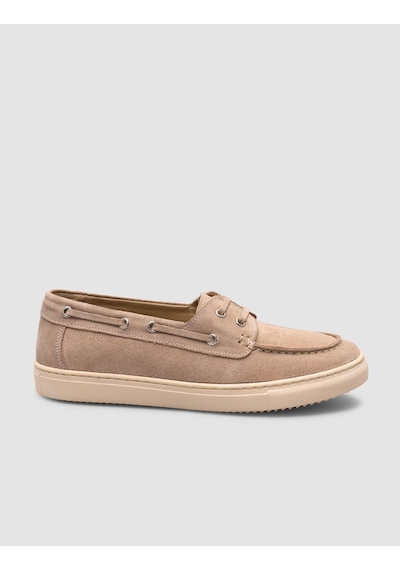 Monamae %100 Hakiki Deri Kremsüet Kadın Loafer Krem