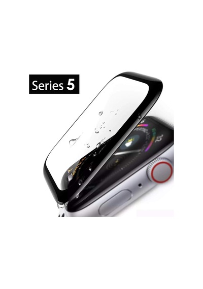 Apple Watch Series 5 44mm Tam Kaplayan Temperli Cam Full Ekran Koruyucu Siyah Watch Series 5 44mm İle Uyumlu Ekran Koruyucu Çok Renkli