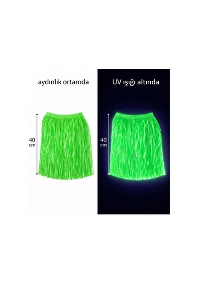 Neon Yeşil Hawaii Parti Eteği 40 Cm