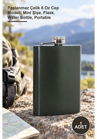 1 Adet Matara Paslanmaz Çelik 8 Oz Cep Modeli, Mini Şişe, Flask, Water Bottle, Portable Diğer
