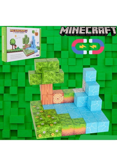 Alpmodel Manyetik Bloklar Minecraft Mıknatıslı 47 Parça Blok Parçalar Minecraft Blok Set