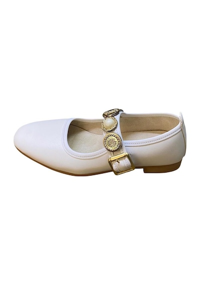 Shoes Kadın Düz İnce Taban Tura Lastik Detaylı Babet Beyaz - 889147160 Beyaz