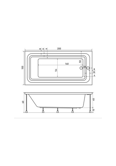Shower 100x200 Neo Dikdörtgen Taşmalı Özel Küvet
