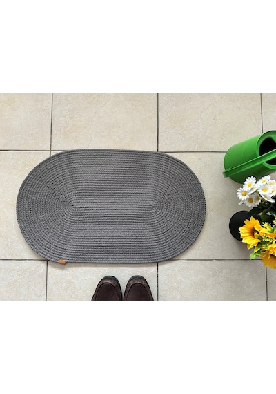 Jüt Düz Banyo Paspası Oval 45 X 75 Gri