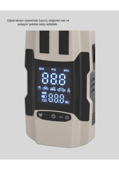 Tr Araç Akü Takviye Cihazı Ve Lastik Şişirme Pompası 12.000 Mah