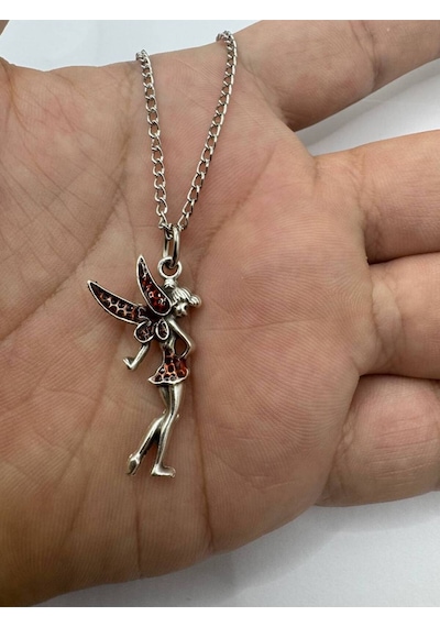 Kırmızı Tinkerbell Figürlü Unisex Kolye 60 Cm Zincirli Masalsı Ve Fantastik Tasarım Çok renkli
