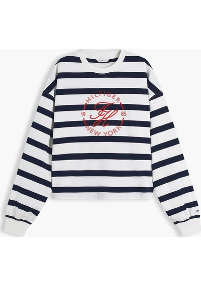 Tommy Hilfiger Th Roundal C-nk Rlx Longsleeve Kadın Beyaz T-shirt - Ww0ww50969
