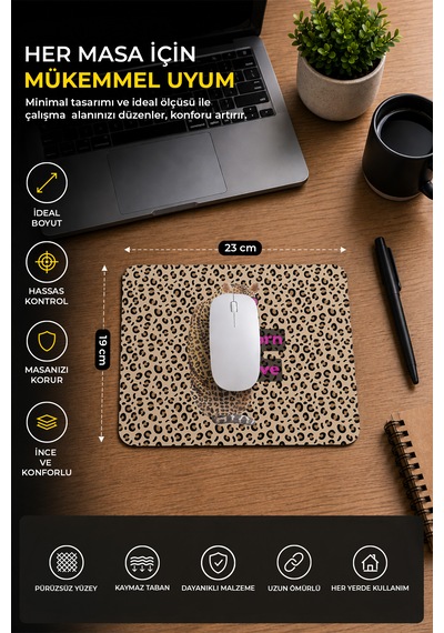 Leopar Desenli Born To Love Yazılı Ergonomik Mouse Pad Kaymaz Tabanlı, Renkli Ve Konforlu Tasarım Çok Renkli