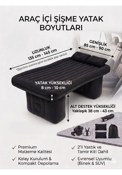 Araç İçi Şişme Yatak Arka Koltuk
