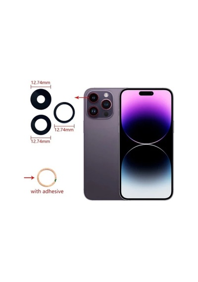 TeknikEvim Apple Uyumlu iPhone 14 Pro Max 3 Lü Arka Kamera Camı Lens Yapışkanlı
