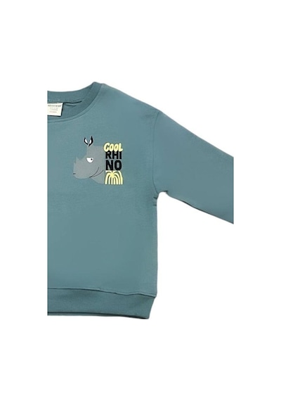 Zekids Erkek Çocuk Cool Rhino Baskılı Pamuklu Sweatshirt-14202 Indigo