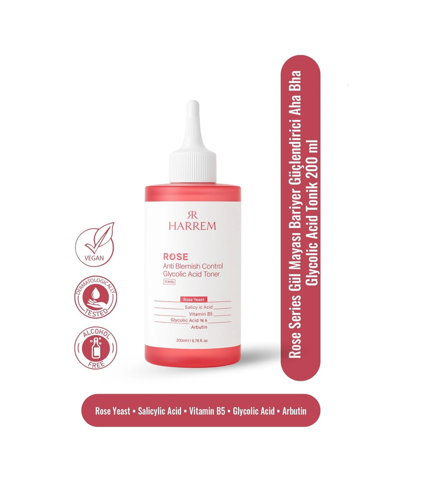 Rose Series Gül Mayası Bariyer Güçlendirici Aha Bha Glycolic Acid Tonik 200 Ml