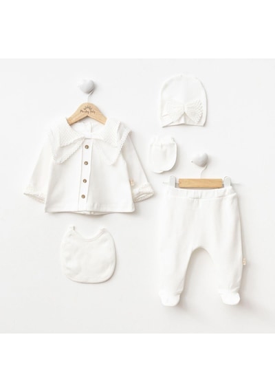 Ürünya Kız Bebek 0-6 Ay 5 Li Set - Beyaz