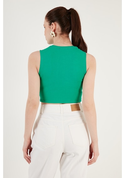 Lela Pamuklu Bisiklet Yaka Dar Kesim Crop Bayan Atlet 5865259 Benetton