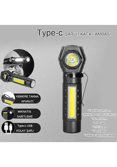 Jenerik Şarjlı Mıktanıslı Kafa Lambası Wt-621 Çok Renkli