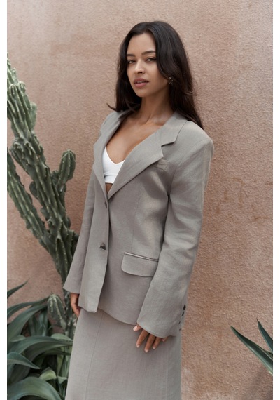 Mai Studios Co. Brenna Füme Keten Blazer Füme