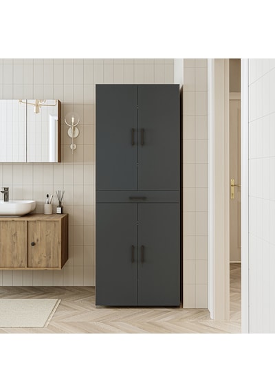 Banyo Dolabı Kapaklı Çamaşır Ve Kurutma Makine Dolap 70x185 Cm Atlantik Çam - Antrasit Banyo Dolabı Kapaklı Çamaşır Ve Kurutma Makine Dolap 70x185 Cm Atlantik Çam - Antrasit
