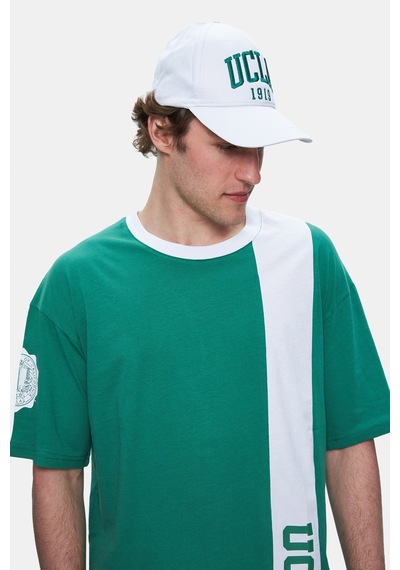 Ucla Keıth Yeşil Bisiklet Yaka Baskılı Oversize Erkek Tshirt Yeşil