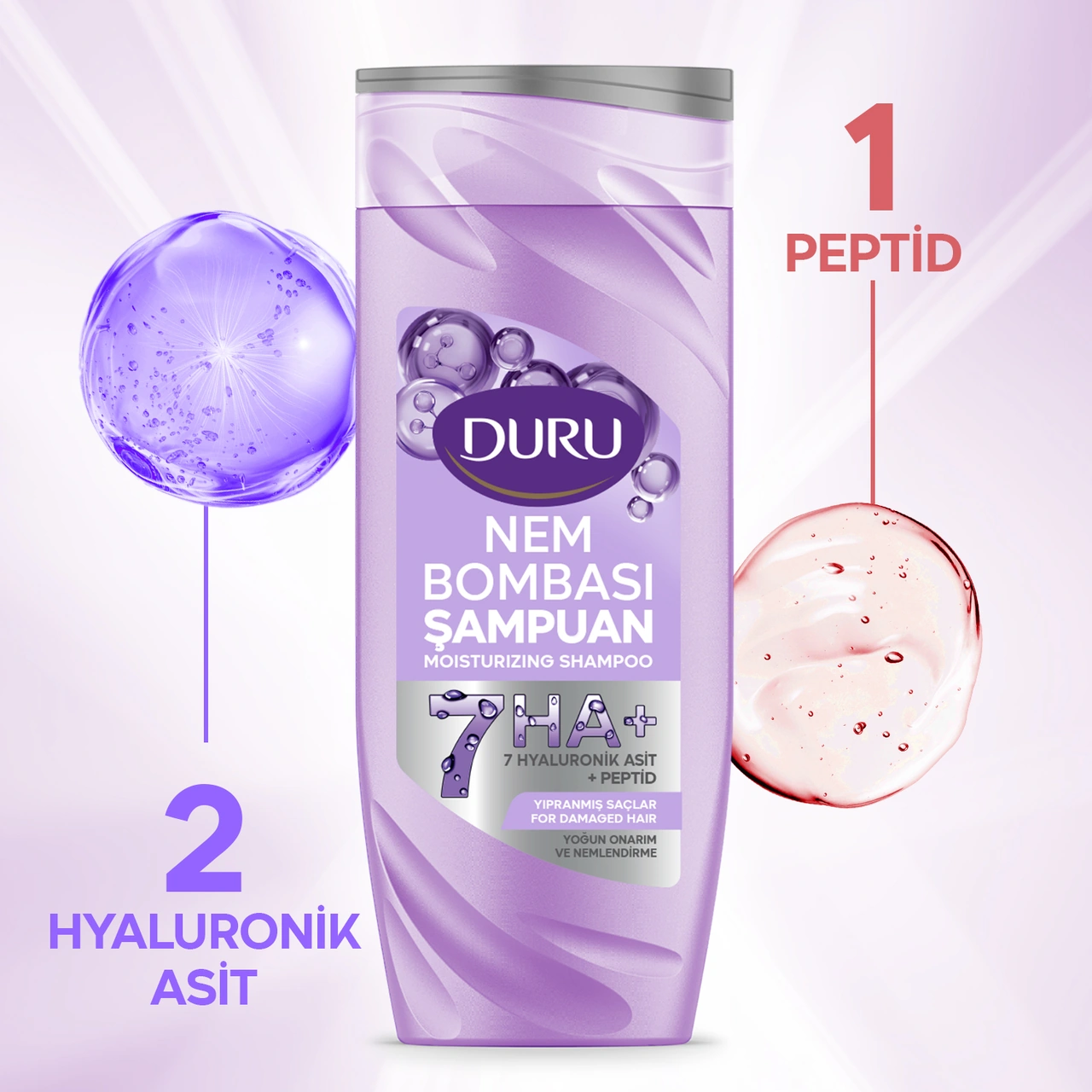 Duru Nem Bombası Yıpranmış Saçlar İçin Yoğun Onarıcı Ve Nemlendirici Şampuan 3x400 Ml Yıpranmış