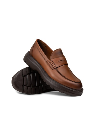 Deery Erkek Hakiki Deri Taba Renk Kalın Taban Loafer - 02006mtbae01 Taba