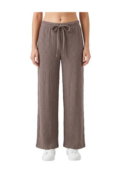 Cottonill Premium - Tide Collection Vizon Bağcıklı Bürümcük Dokulu Bol Paça Kadın Pantolon