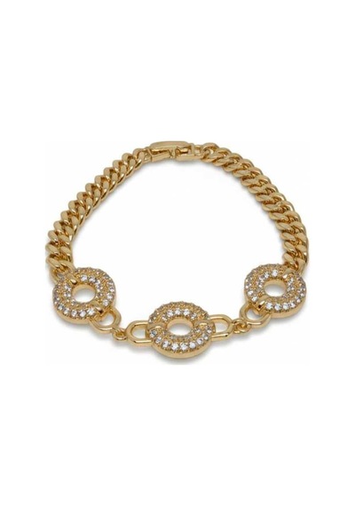 Altın Kaplama Halka Detaylı Taşlı Bileklik Modern Şık Kadın Bileklik Gold