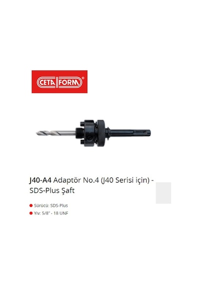Ceta Form J40-A4 Sds Plus Şaft Adaptör No:4