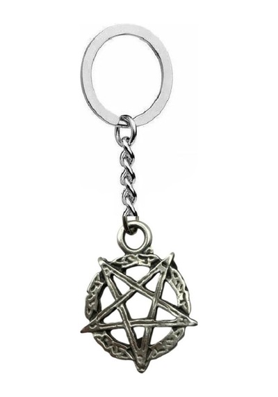 Four Pentagram Gothic Siyah Figürlü Unisex Anahtarlık Gotik, Antik Ve Mistik Tasarım