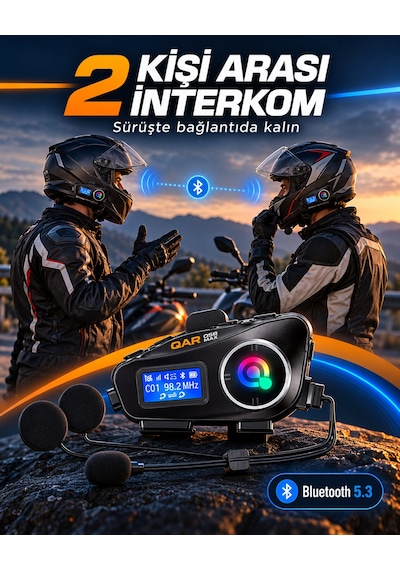 Q58-max Motosiklet Kask Bluetooth Kulaklık İnterkomlu Lcd Ekranlı Su Geçirmez Gürültü Önleyici Kablosuz Kask İçi Kulaklık