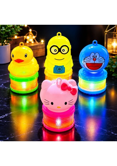 Yüksek Kalite 12 Adet Karakterli Renkli Led Işıklı Stres Yayı Minyonlar Helloo Kıtty Ördek Doraemon