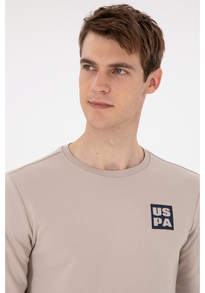 U.S. Polo Assn. Erkek Regular Fit Bisiklet Yaka Taş Sweatshirt 50293456-VR049