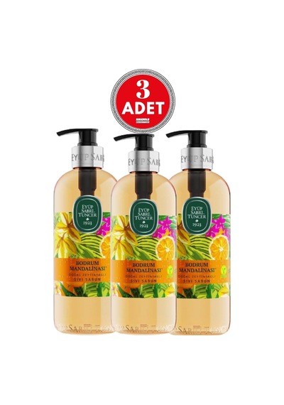 Eyüp Sabri Tuncer Bodrum Mandalinası Doğal Zeytinyağlı Sıvı Sabun 500 Ml X 3 Adet