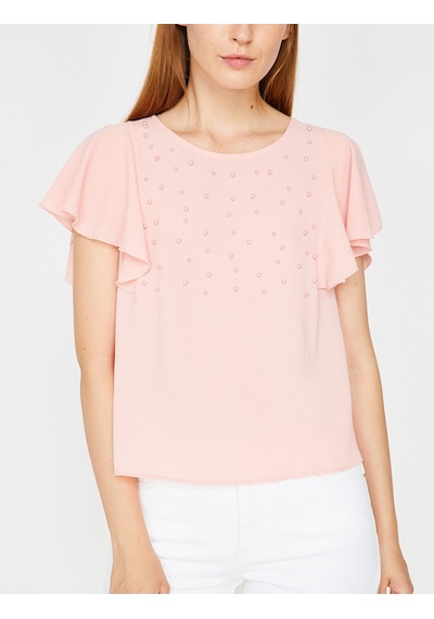 Koton Boncuk Detaylı Bluz Pembe 8yak68504pw Gül