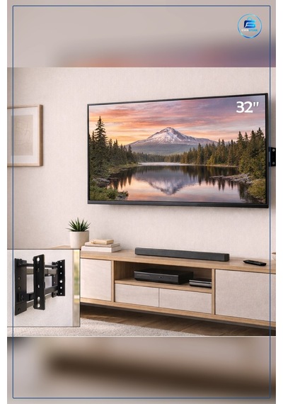 Tv Askı Aparatı Sabit Duvar Tipi İnç Çelik Toz Kaplamalı Vesa Uyu