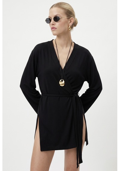 Ritnice Kadın Briana Ultra Soft Siyah Kimono
