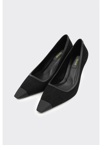 Derinet Alba Topuklu Stiletto Siyah Yılan Siyah Yılan