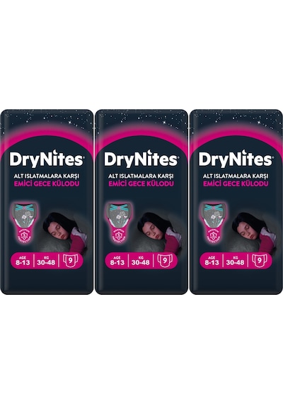 Drynites Emici Gece Külodu/külot Bez Kız 8-13 Yaş 30-48kg 27adet L