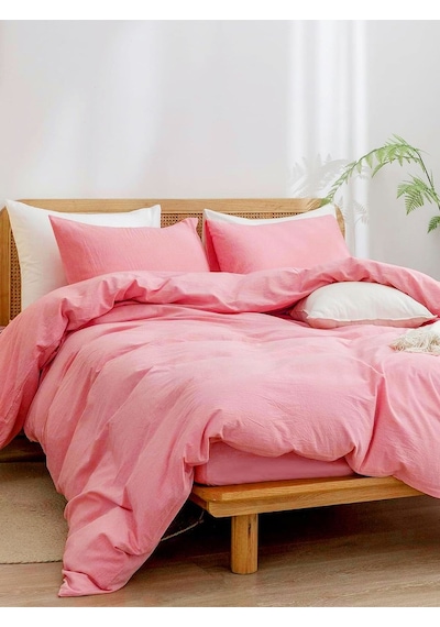 Caqqa Candy Pembe Tek Kişilik Çarşafı Lastikli Pamuk Nevresim Takımı