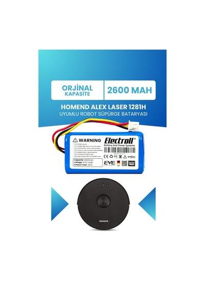 Homend Alex Laser 1281h Robot Süpürge Bataryası