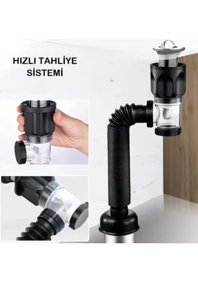 Koku Haşere Önleyici Banyo Lavabo Gider Borusu, Kolay Kurulum, Genişletilebilir Banyo Ve Lavaboları İçin Lavabo Uza Diğer