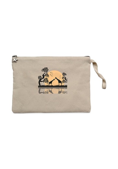 Black Giraffes Reflections Krem Clutch Cüzdan / El Çantası Krem